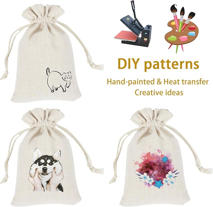 60 Pieces Cotton Drawstring Bags, Reusable Muslin Bag (10 x 15 cm) for Storage, Teas, Candy, Spices, Jewelry, Gifts, Wedding Party and Home Decoration DIY Craft - Image 7