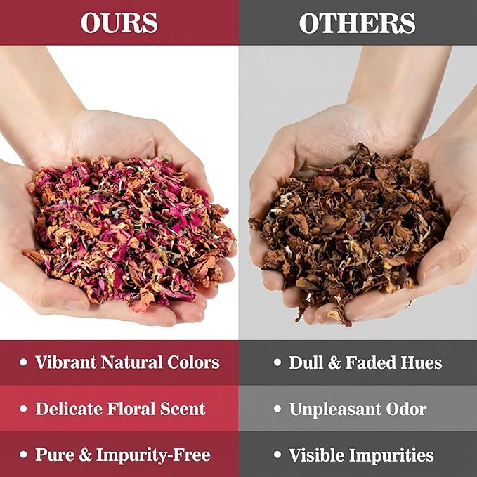 Sukh 8Packs Dried Flower Petals - Biodegradable Wedding Confetti,Natural Real Dried Flower Rose Petal Wedding Confetti for DIY Spa Bath Salts,Soap Making,Candle,Resin Jewelry Crafts,Party Decoration