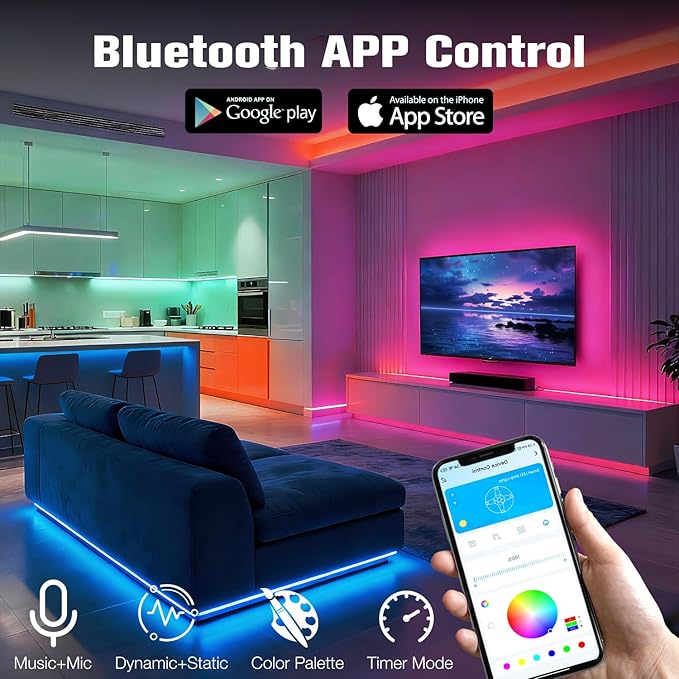 DAYBETTER Led Strip Lights 300 ft Ultra Long Smart Light Strips with App Voice Control Remote, 2835 RGB Music Sync Color Changing Lights for Bedroom, Kitchen, Party,Home Decoration