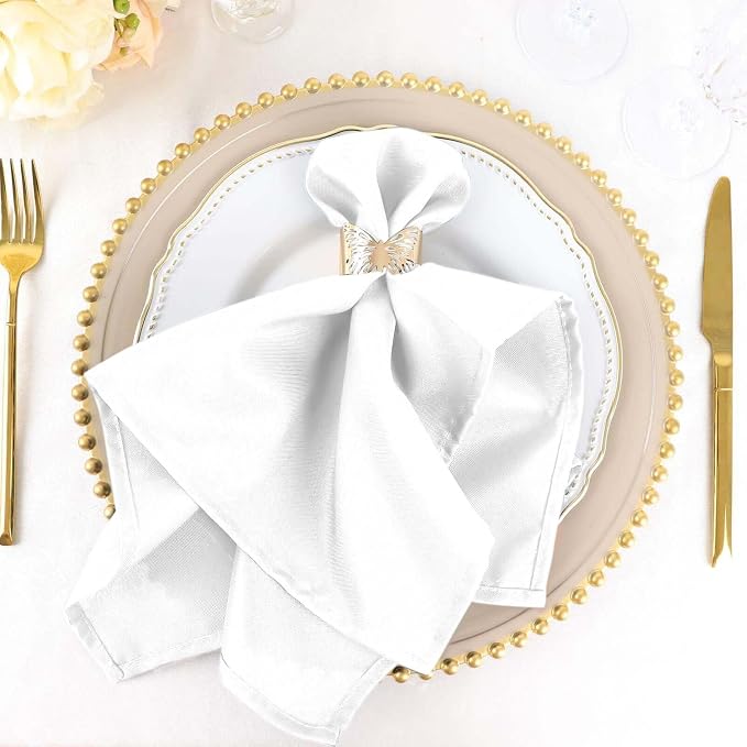 Tableclothsfactory Premium Pack of 100 Premium White 20" x 20" Washable Polyester Napkins Great for Wedding Party Restaurant Dinner Parties for Party & Decorations - Image 6