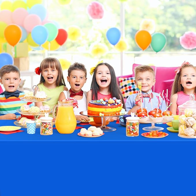 32 Pack Blue Plastic Tablecloth for Rectangle Tables, Premium Decorative Royal Blue Disposable Table Cloths for Parties, Rectangle Party Table Cover for Birthday, Wedding, Anniversary, 54 x 108 Inch - Image 8