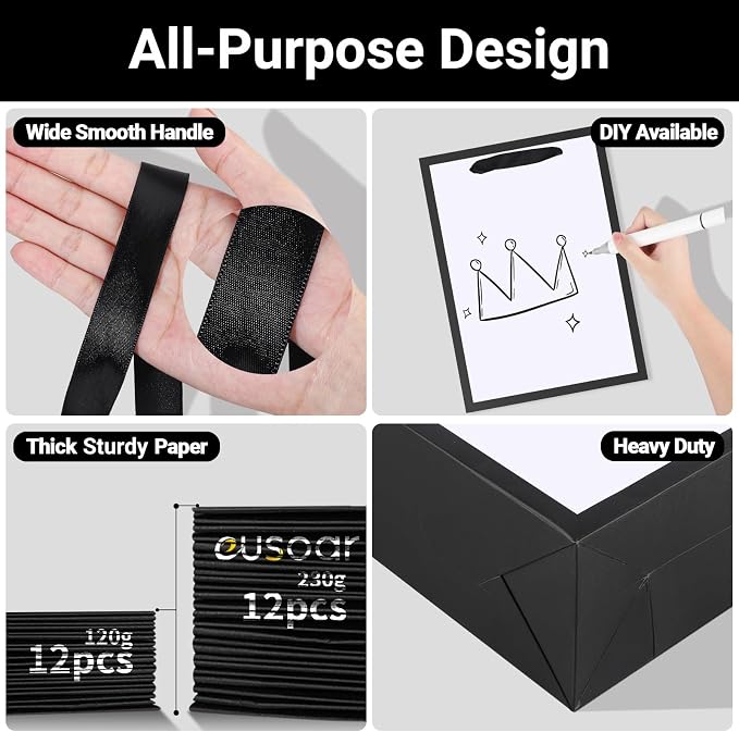 EUSOAR Kraft Wrap Bags Bulk - 12pcs 7.8"x3.9"x11" Medium Size, Merchandise, Gift, Grocery, Craft, Shopping, Wedding, Birthday, Holiday, Party, Thank You Bags - Image 3
