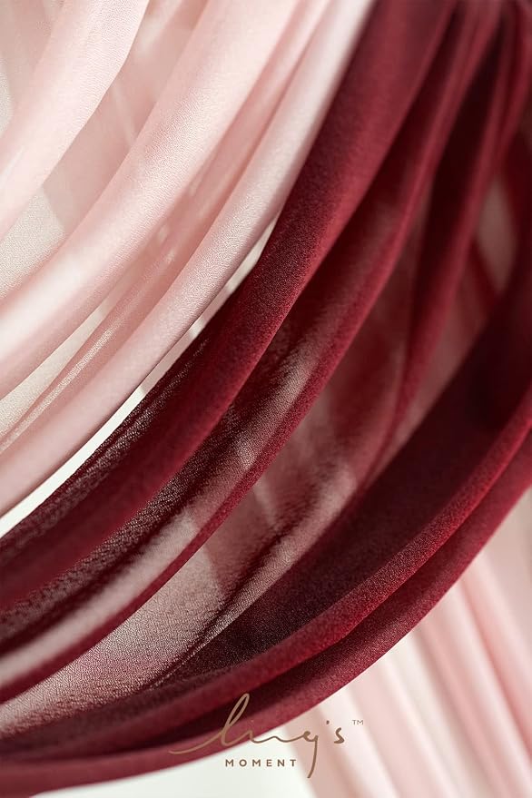 Ling's moment Red Pink Blush Artificial Wedding Arch Flowers Kit Pack of 4, 2pcs Hanging Flower Arrangement 2pcs Chiffon Drapes Ceremony Reception Fake Rose Arbor Backdrop Floral Party Outdoor Decor | Pack of 4, 2pcs Hanging Flower Arrangement, 2pcs Ch... - Image 4