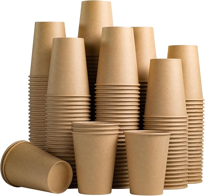Lamosi 210 Pack 12 OZ Paper Coffee Cups, Disposable Kraft Paper Cup | Unbleached Brown Cups for Hot/Cold Beverages, Suitable for Home, Kitchen, Office, Party, Picnic, Travel, Cafe & Bar Use by BuyNow