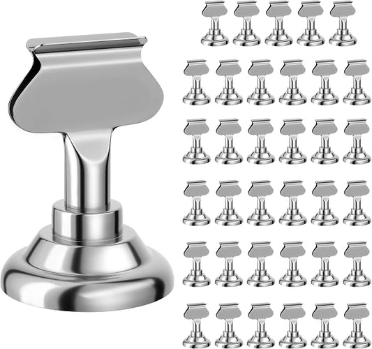 ERYTLLY 36 PK Place Card Holders 1.7 inches Table Card Holder Steel Card Holders for Weddings,Birthdays,Photos, Memo Notes, Restaurants (Silver 36PK) by ERYTLLY