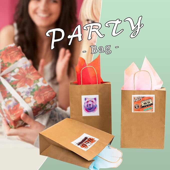 RACETOP 100 Pack Brown Kraft Gift Paper Bags with Handles 8x4.5x10.8 in | Recycled Paper, Reinforced Handles, for Retail, Party, Shopping, Favors, Gift Bags, Gift Giving, Eco-Friendly - Image 5