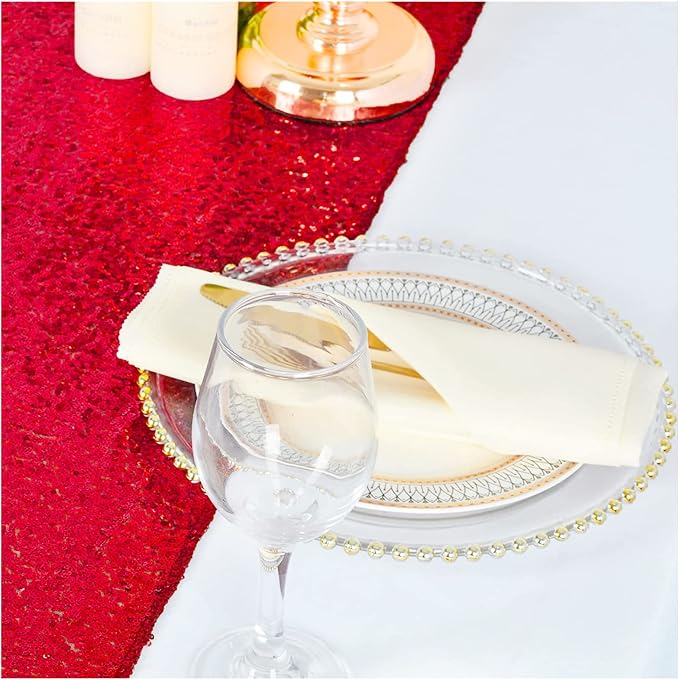 Red Sequin Table Runner 6 Pack 12''x108 Glitter Table Runner - Image 4