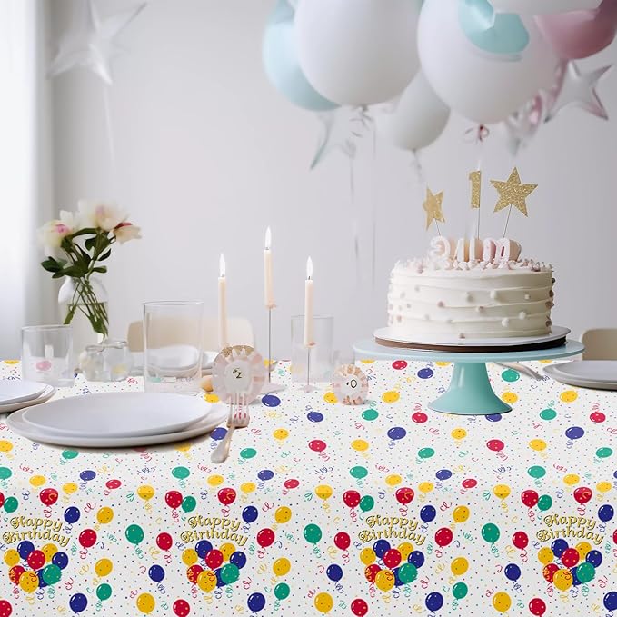 CXPSINC 54 Inch X 100 Feet Plastic Table Cover Roll Disposable Tablecloth with Slide Cutter for All Type/Shape Tables | Party, Banquet, Birthdays, Weddings(Balloon, 100 Feet) - Image 6