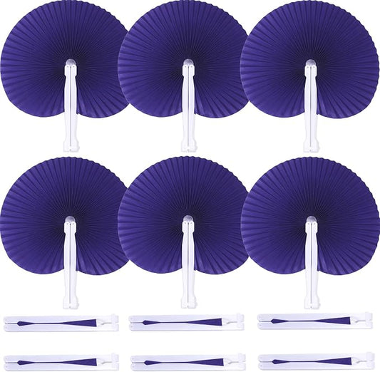 Bestage 20 Pieces Purple Round Paper Fans | Foldable Handheld Fans for Women,Folding Hand Fans for Wedding,Bridal Guest,Church,Party Favors,Dancing,Birthday,DIY by Bestage