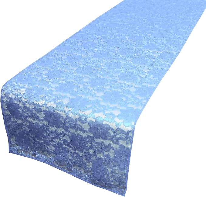 Zen Creative Designs 10 Pack Floral Lace Table Runner Sheer Lace Event Party Wedding Table Decor (12" by 108", Sea Blue) by ZenCreativeDesigns