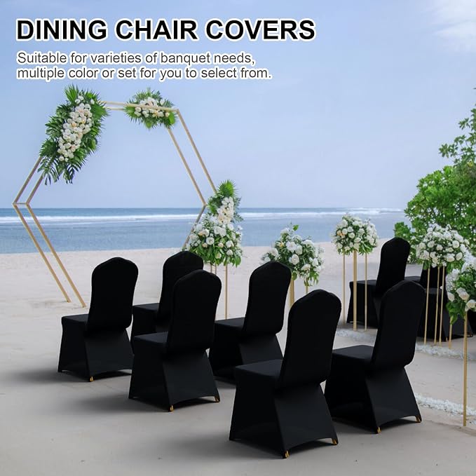 Trlyc Spandex Banquet Chair Covers 100 Pcs Black for Wedding Party - Image 6