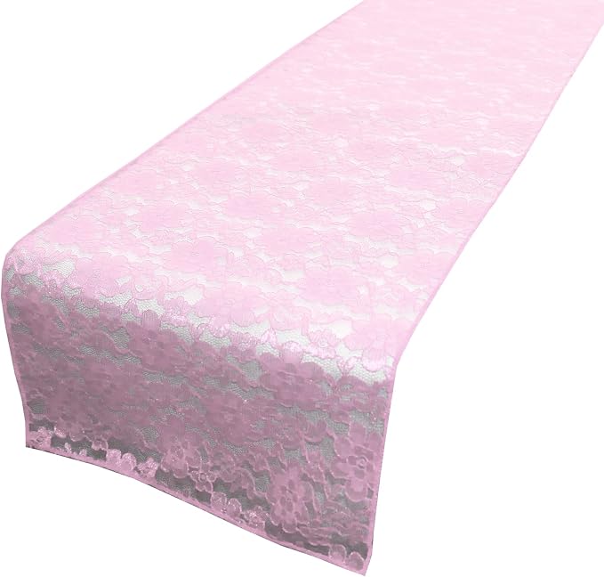 Zen Creative Designs 10 Pack Floral Lace Table Runner Sheer Lace Event Party Wedding Table Decor (12" by 90", Pink) by ZenCreativeDesigns