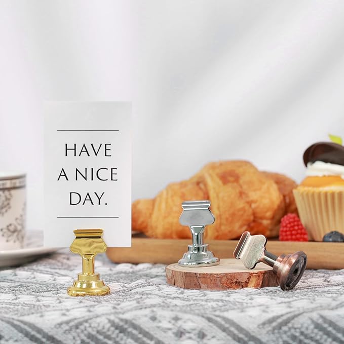 Urban Deco 36 Pieces Table Card Holder Place Card Holders 1.7 inches Gold Steel Card Holders for Photos, Food Signs, Memo Notes, Weddings, Restaurants, Birthdays(Gold 36PK)