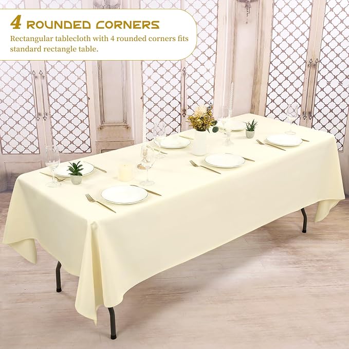 Showgeous 60x102 Inch Beige Rectangle Tablecloth 6 Pack Fit 6FT Table | Stain Rectangule Polyester Table Cloth Wrinkle Resistant Washable Fabric Table Covers for Wedding Dining Parties - Image 6