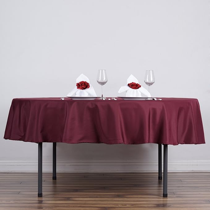 Balsa Circle 6 pcs 90 inch Burgundy Round Washable Polyester Easy-Care Tablecloth for Indoor and Outdoor Bridal Shower Wedding Table Buffet Table Parties Kitchen Dining - Image 6
