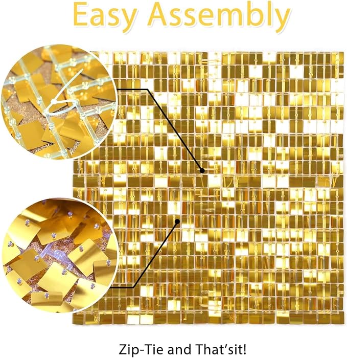 Gold Shimmer Wall Backdrops Sequin Panel Backdrop 36 Panels Birthday Wedding Background Decoration Wall - Image 3