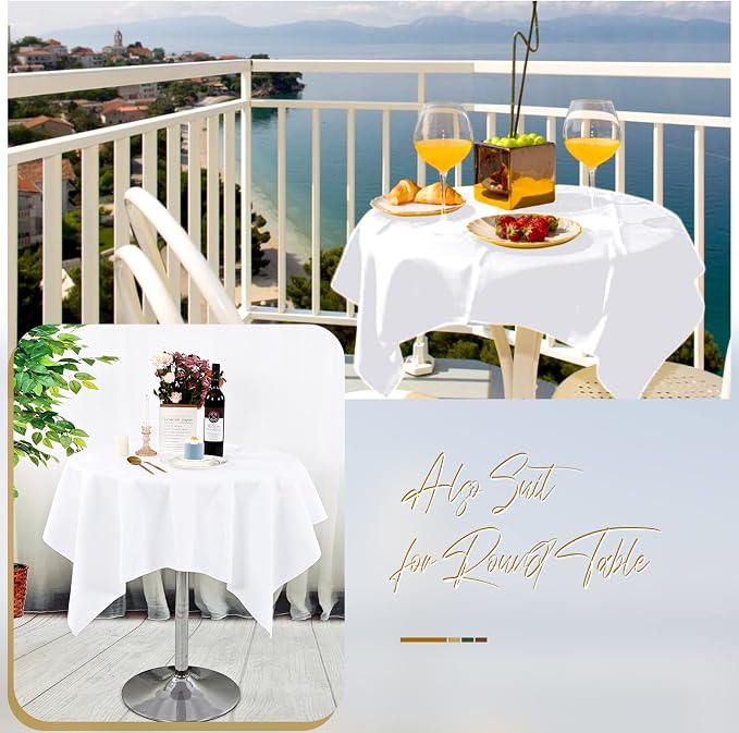 fani 8 Pack White Square Tablecloth 52 x 52 Inch, Polyester Fabric | Table Cloth for Square Tables, Stain Wrinkle Resistant Washable, TableCovers for Wedding Party Banquet Dining Tables - Image 7