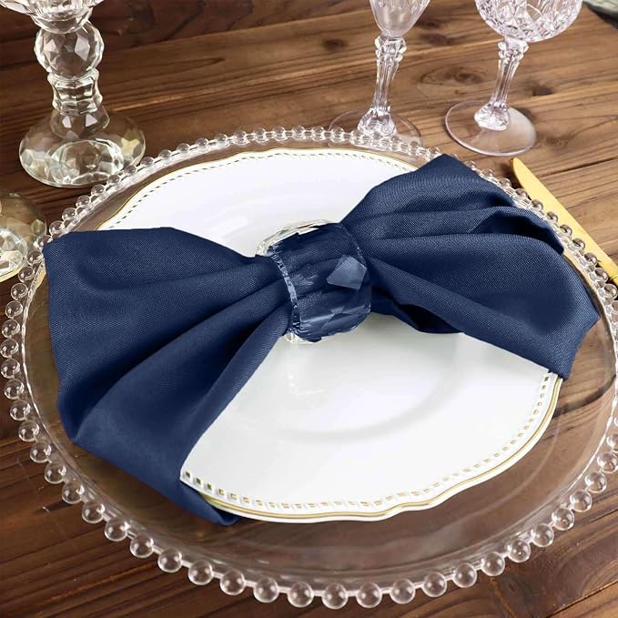 Tableclothsfactory Premium 100 Pack | Navy Blue Seamless Cloth Dinner Napkins, Wrinkle Resistant Linen | 17"x17" for Party & Decorations - Image 7