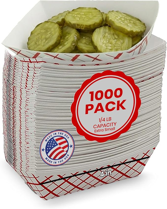 MT Products Plaid Charcuterie Trays 1/4 lb. - Disposable Paper Food Tray - Pack of 1000 by MTProducts