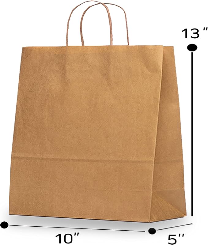 Solid Print Holiday Gift Twisted Handles Kraft Paper Bags in Bulk, Multipurpose use, Suitable for Every Occasion, 10 X 5 X 13, Brown - Image 2