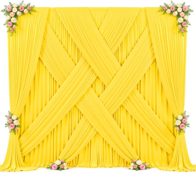 30ft x 10ft Yellow Backdrop Curtain for Parties Yellow Wrinkle Free Backdrop Drapes Panels for Birthday Party Baby Shower Wedding Photo Photography Polyester Fabric Background Decoration - Image 9