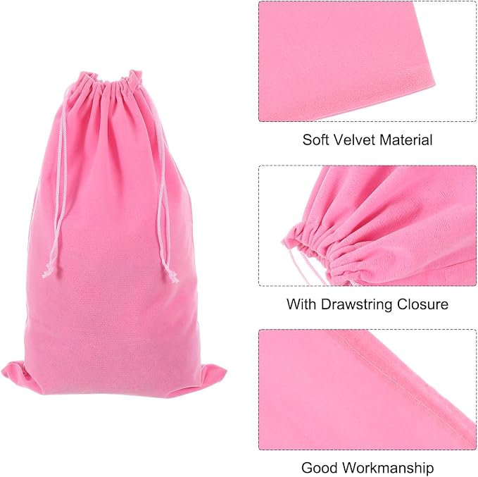 uxcell 20 Pcs Velvet Drawstring Bag, 8 x 12 Inch Jewelry Velvet Pouches Gift Bags for Wedding Party Favor Candy Jewelry Packaging Organizing Storage, Pink - Image 3