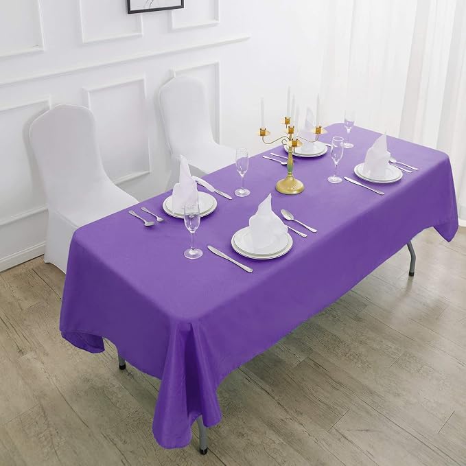 Cupuamon Rectangle Tablecloth 90x156 inch Washable Polyester Fabric Table Cloth for Wedding Party Dining Banquet Decoration（90x156,Purple） - Image 4