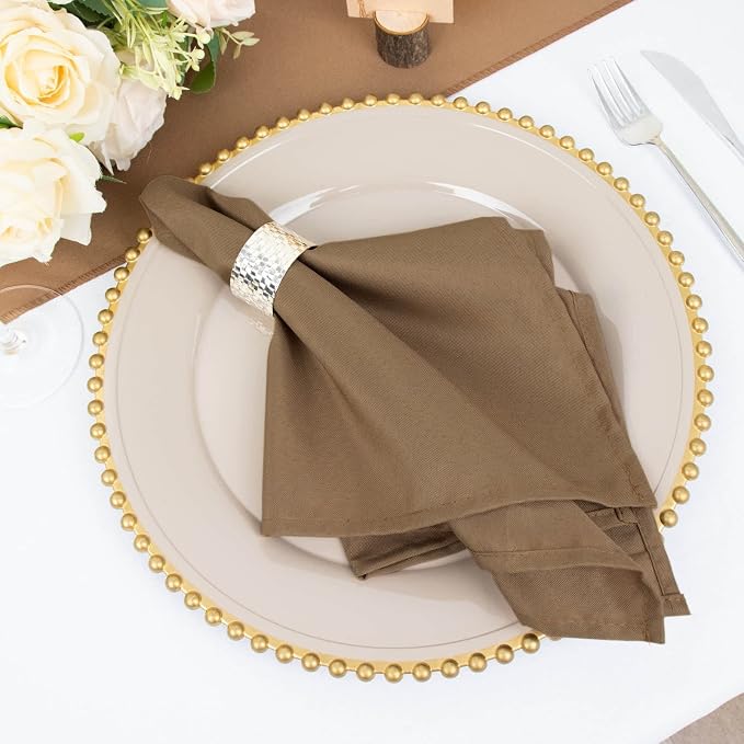 Tableclothsfactory Premium Pack of 5 Premium Taupe 20" x 20" Washable Polyester Napkins Great for Wedding Party Restaurant Dinner Parties - Image 6