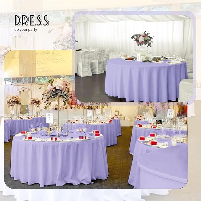YMHPRIDE 6 Pack Round Tablecloth Lavender Table Cloths 90 Inch Polyester Round Tablecloth,Lavender Tablecloths Round 90 inch Washable Fabric Table Covers for Wedding,Party,Dining,Banquet - Image 6