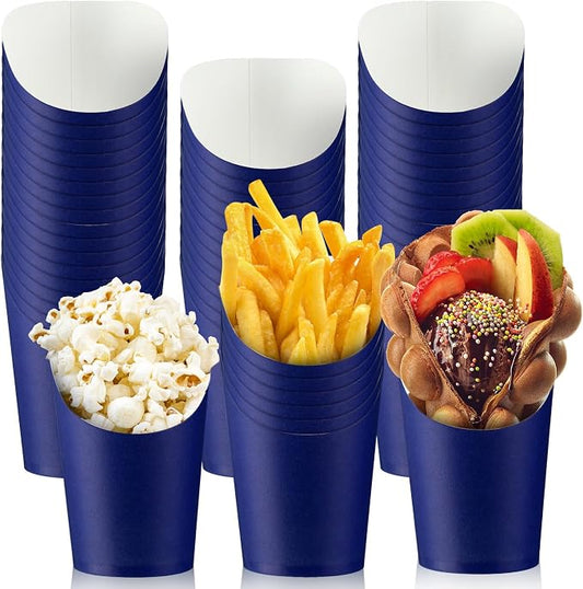 Amyhill 200 Pcs French Fries Holder 14 oz Charcuterie Cups Disposable Take out French Cups Waffle Paper Popcorn Boxes Disposable Sandwich Paper Holder for Wedding Birthday(Blue) by Amyhill