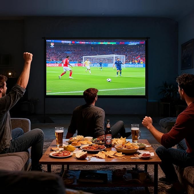 Outdoor Projector Screen with Stand, 120 inch Portable Projection kit 16:9 4K HD Wrinkle-Free Indoor Outdoor Movie Screen with Carry Bag for Home Theater and Backyard Movie Night