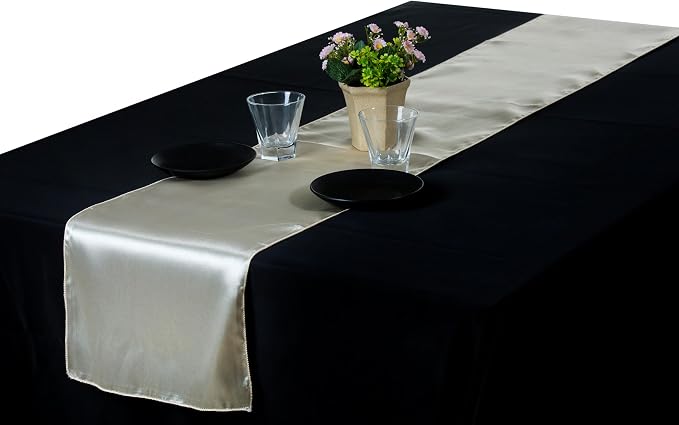 VDS Pack of 15 Satin Table Runners Charmeuse Sateen Silk Centerpiece Cloth Linen for Wedding Birthday Graduation Engagement Ceremony Event Party Banquet Table Decoration (12x108 inch)(Cream) - Image 5
