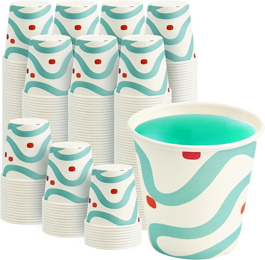 RACETOP 3 oz Bathroom Cups 300 Pack, Small Paper Cups, White Lines | Leak-proof Paper, Disposable, White Lines Pattern, Mini Mouthwash Cups for Bathroom, Party, Travel, Events, Picnic by RACETOP
