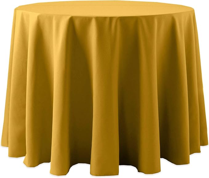 Ultimate Textile 90-Inch Round Cotton-Feel Tablecloth, Gold by UltimateTextile