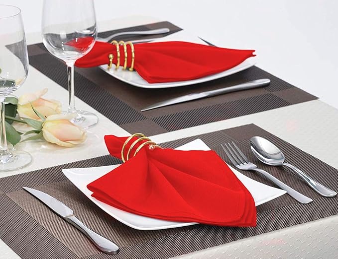 Surmente 20-Inch Polyester Cloth Napkins Linen Dinner Napkins - Set of 12 for Weddings, Banquets, or Restaurants (1-Dozen) (red) (Pack of 5) - Image 7