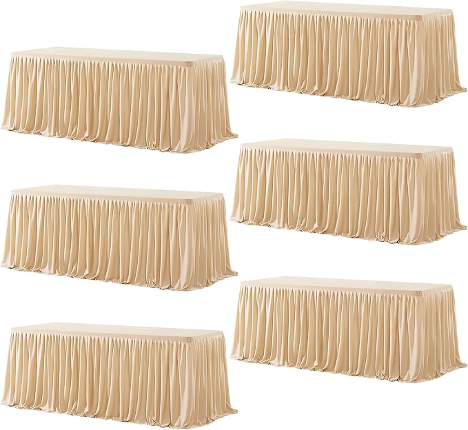 Wish Care 6 Pack Champagne Rectangle Table Clothes for 8 Foot Tables, Polyester Fitted Tablecloths 8ft Stretch Table Cover for Wedding, Birthday, Parties, Trade Show, Craft Show - Image 8