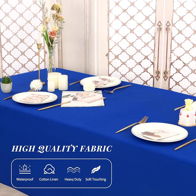 YMHPRIDE 6 Pack Royal Blue Polyester Tablecloths, 60 x 102 inch, Rectangular, Wrinkle Resistant, Machine Washable, Perfect for 6FT Tables, Wedding, Party, Banquet - Image 5