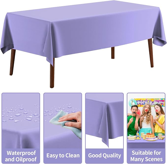 CXPSINC 54 Inch X 300 Feet Plastic Table Cover Roll Disposable Tablecloth with Slide Cutter for All Type/Shape Tables | Party, Banquet, Birthdays, Weddings(Purple, 300 Feet) - Image 3