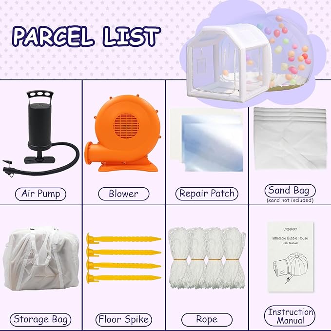 10FT Clear PVC Inflatable Bubble House Dome Tent with Tunnel - Bubble House Dome Inflatable, Ideal for Fun Events and Parties, Durable Inflatable Bubble House, Easy Setup