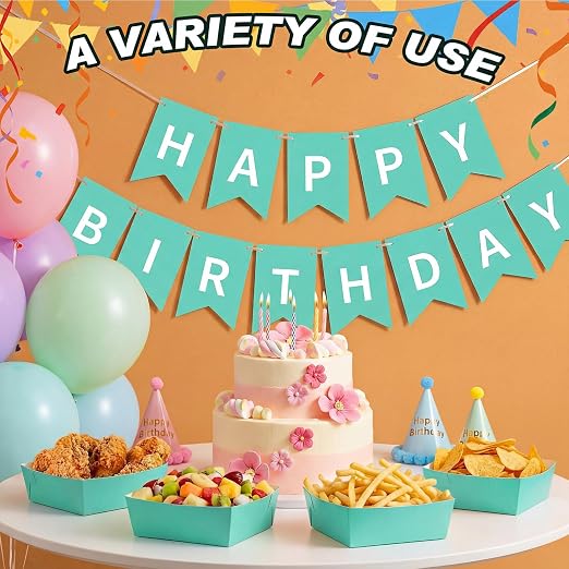 Uiifan 50 Pcs 5 lb Extra Large Paper Food Trays Disposable Food Boat Nacho Plate Serving Snack Trays Grease Resistant Self-assembly for Back to School Party Birthday Wedding Supply (Teal) - Image 6