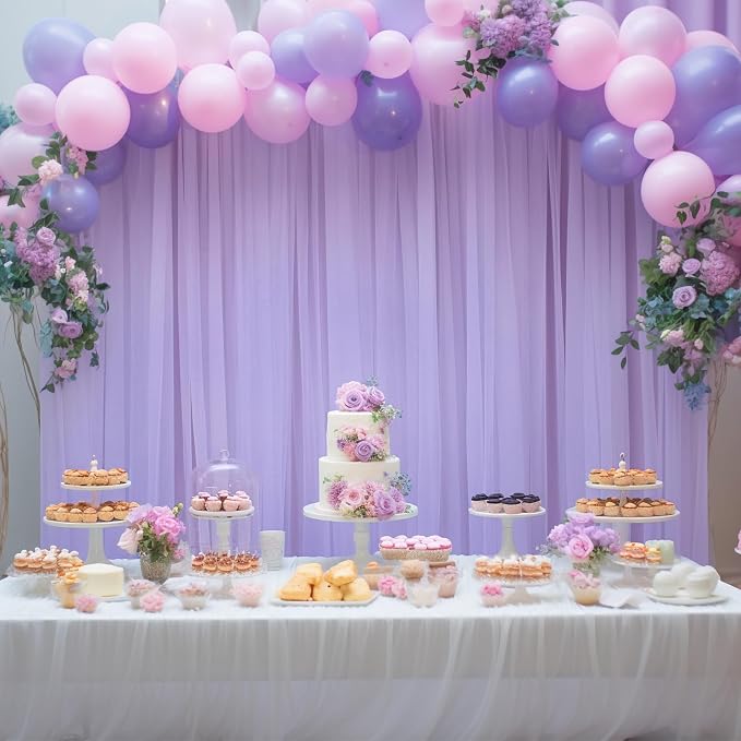 10x10 Purple Tulle Backdrop Curtains for Parties, Sheer Backdrop Curtain Wedding Photo Background Drapes for Baby Shower Photography Birthday Party - Image 5