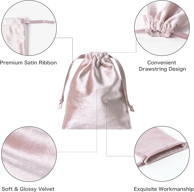 QIANF 12pcs Rose Pink Velvet Drawstring Bags 3x4 inches Glossy Small Velvet Cloth Gift Bags Jewelry Pouches for Storage Wedding Party Favor Christmas (Pack of 2) - Image 2