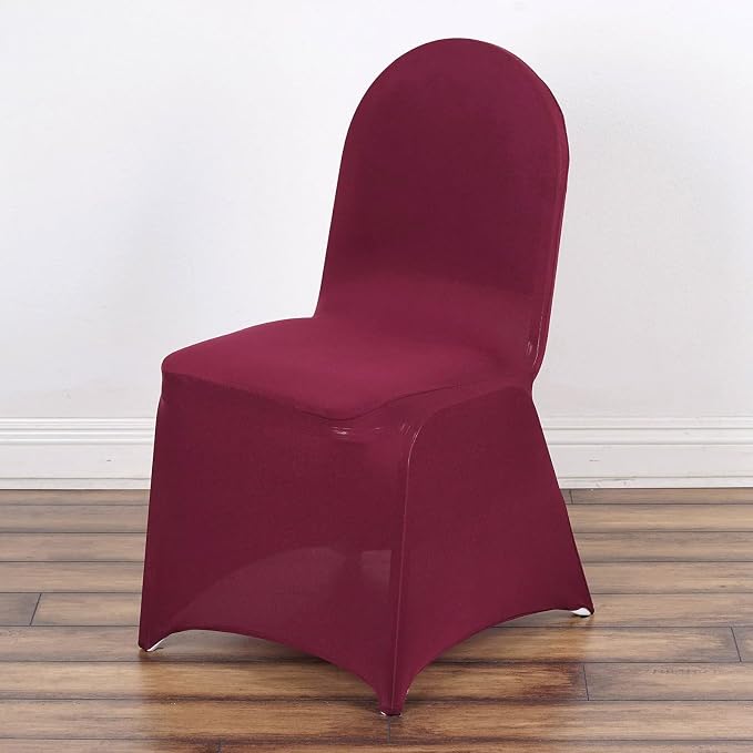 Efavormart 10 PCS Spandex Stretch Burgundy Chair Covers Universal Banquet Chair Covers for Party Dining with Foot Pockets Washable Wedding Chair Slip Covers for Outdoor - Image 2