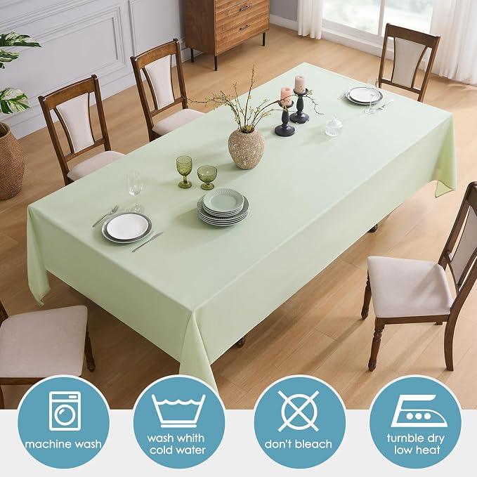 VidaFete 2 Pack 90 * 132inch Sagegreen Rectangle Tablecloth for 6ft Tables | Stain & Wrinkle Resistant Polyester Rectangular Table Cloth for Kitchen Dining Wedding Banquet Decoration - Image 4