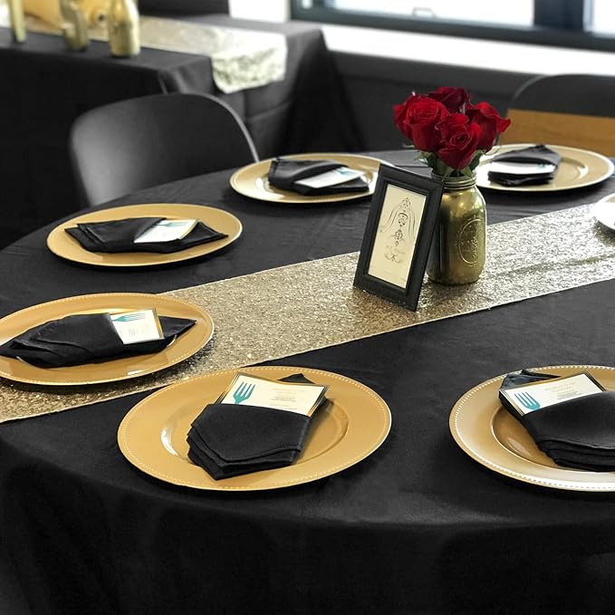 12 Packs 90 Inch Black Round Polyester Tablecloths | Table Cover for Round Tables, Stain and Wrinkle Resistant Washable Table Cloth, Perfect for Wedding Banquet Parties - Image 4