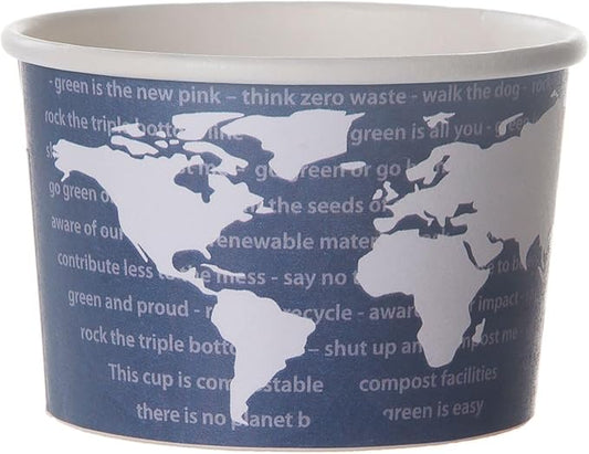 ECO PRODUCTS Compostable 4oz Lined Paper Food Bowls, Case of 1000, Renewable Disposable Round Containers, Plant-Based PLA Lined, World Art, Lids Available, ASTM Compliant, BPI-Certified by Eco-Products