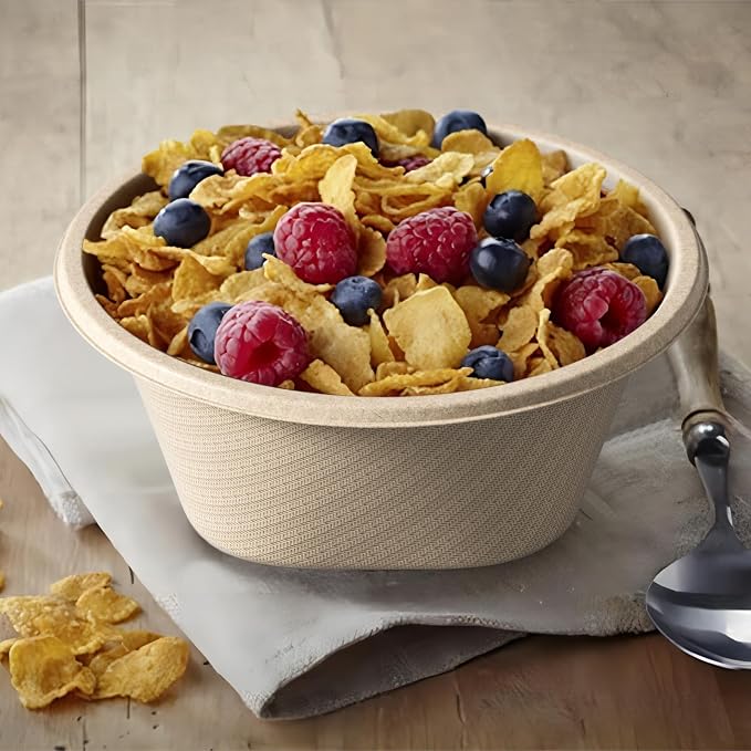 24 Oz Disposable Bowls, [100 Pack] Paper Bowls Disposable - Heavy Duty and Eco-friendly Sugarcane and Bamboo Bagasse Biodegradable Bowls for Cereal, Rice, French Fries - Convenient and Compostable - Image 5