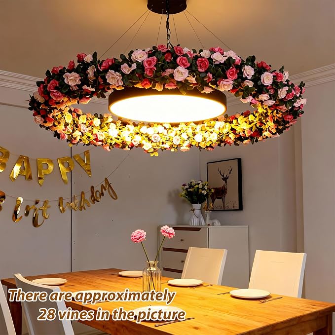 Miracliy 5Pcs 41FT Pink Flower Garland for Backdrop and Mothers Day Decor | Deep and light pink artificial rose floral vines create fuller flower wall, wedding arch, themed and tea party decor - Image 5