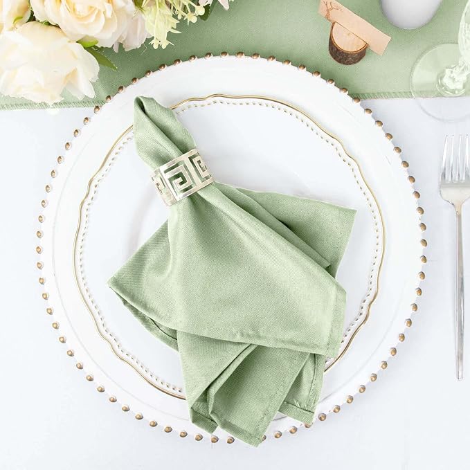 Tableclothsfactory Premium Pack of 100 SAGE Green Premium 17" x 17" Washable Polyester Napkins Great for Wedding Party Restaurant Dinner Parties for Party & Decorations by TABLECLOTHSFACTORY