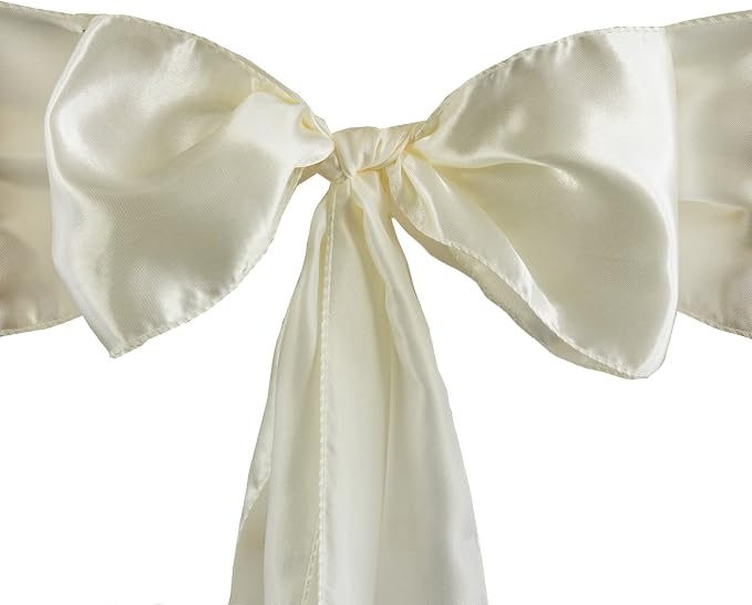Balsa Circle 10 Ivory Satin Elegant Chair Cover Bows Sashes Wedding Banquet Decorations Party Supplies Engagement Events Reception by BalsaCircle